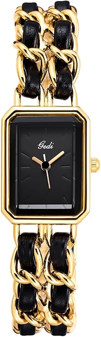 Gosasa Elegant Womens Square Bracelet Watch, Chain Braid Band Quartz Watch