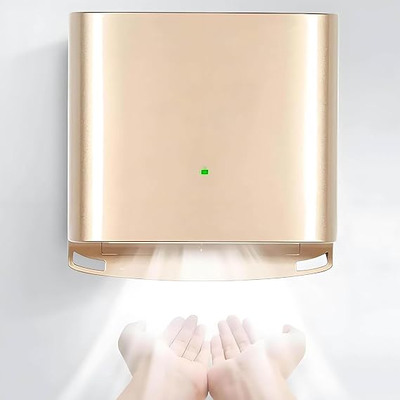 Touchless Wall Mounted Hand Dryer, 800W High Speed Hot Cold Air Blower, Quick Dry with ABS Shell, for Commercial Home Bathrooms Gold
