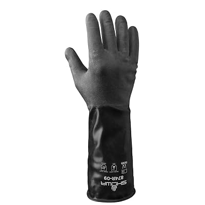 SHOWA 874 Butyl Chemical Resistant Safety Glove with Rough Grip, Unlined, 14 mil Thick, 14 Length, Medium 1 Pair
