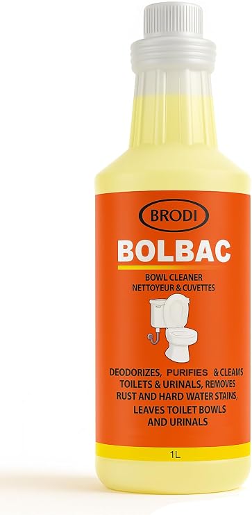 Brodi BolBac Industrial Strength Toilet Bowl Cleaner, 32 Fl Oz 30% HCL Acid Descaler Removes Hard Water Rings, Limescale & Rust Fast, Surface Safe (Pack of 1)
