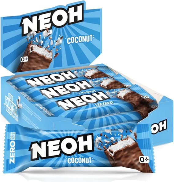 NEOH Low-Carb Keto Coconut Chocolate Bar – Zero Added Sugar, Blending Smooth Chocolate & Tropical Coconut for a Lush, Satisfying Bite, 30g per Bar, Pack of 12