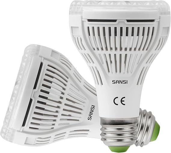 SANSI 15 W LED Plant Lamp Full Spectrum E27 Plant Light 200 W Equivalent Grow Light for Indoor Plants 4000 K LED Grow Lamp with High PPFD for Garden Flowers Vegetables Fruit Pack of 2