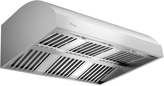 Awoco 48 Outdoor BBQ Vent Hood 17 High Type 304 Stainless Steel, 4 Speeds 2000 CFM, Dual Blowers, Adjustable LED Lights, 8 Round Top Vent