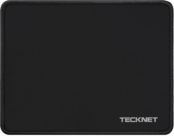 TECKNET Mouse Pad with Durable Anti-fray Stitching, Black Small Mousepad