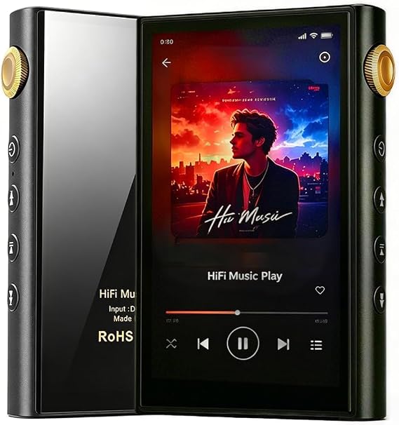Hi-Res Music Player MP3 with Android - Dual ESS9018Q2M DAC Chips, 13H Playtime Bluetooth 5.2 WiFi USB Digital Audio Player, 4.4mm Balanced Output, Supports ISO/DTS/DSD512