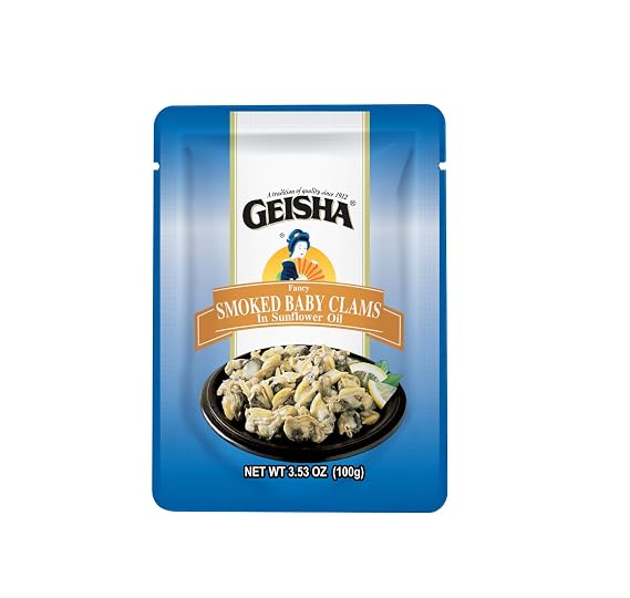 GEISHA Smoked Baby Clams in Sunflower Oil 3.53oz (Pack of 24), Baby Clams| Gluten Free No Sugar Added Wild Caught Good Source of Protein