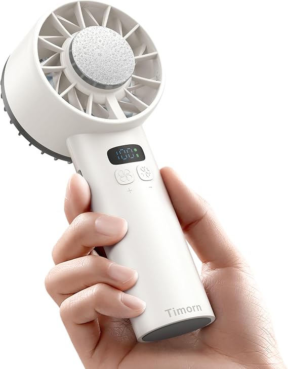 Timorn Portable Handheld Fan Rechargeable: Quiet Strong Wind 100 Speed Hand Held Mini Fan Blow Cold Air, Powerful Personal Cooling Battery Operated for Travel, Makeup, Concert