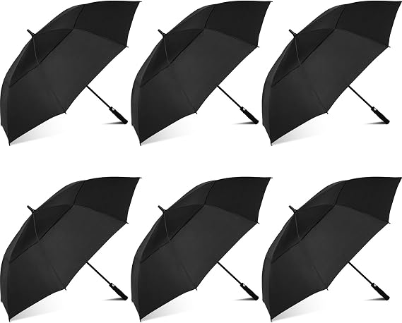 Jexine Large Automatic Open Golf Umbrella 62 Inch Double Canopy Rain Umbrella Windproof Waterproof Heavy Duty for Men Women Family Travel Sports