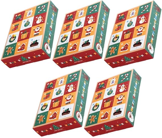 Advent Calendar Boxes: 5pcs Empty Christmas Advent Calendar Boxes Fill 12 Days Countdown Cardboard Treasure Make & Fill for Xmas Party, Holiday Present Decoration