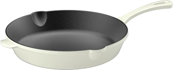 Cuisinart CI22-24CMT Chef's Classic Enameled Cast Iron Round Fry Pan, 10-Inch, Cream