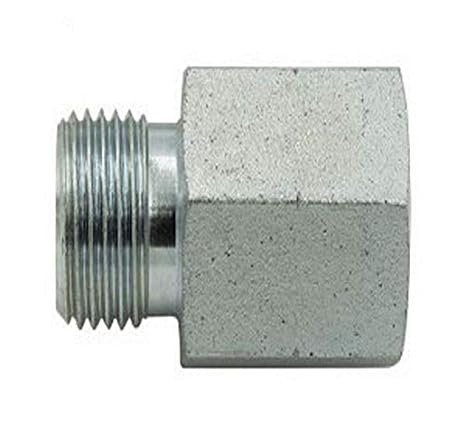 Adaptall 9235-14-04 Series 9235 Carbon Steel Straight Adapter, M14X1.5 Male Metric x 1/4"-18 Female NPT, Metric x NPT, Carbon Steel