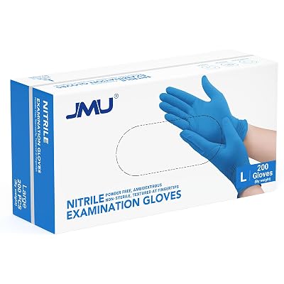 JMU Disposable Nitrile Medical Gloves Large, 200 Count, 3.5 Mil Latex-Free & Power-Free, Blue Nitrile Exam Gloves