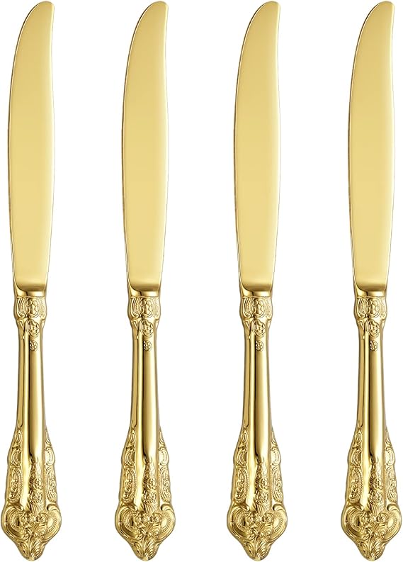 KEAWELL Gorgeous 4-Piece 18/10 Stainless Steel Dinner Knife Set (Gold)