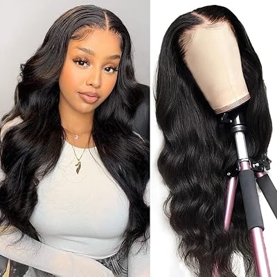 Body Wave Lace Front Wigs Human Hair 180 Density T Part Lace Frontal Wigs With Baby Hair Pre Plucked Body Wave Virgin Hair Wigs For Black Women Natural Color