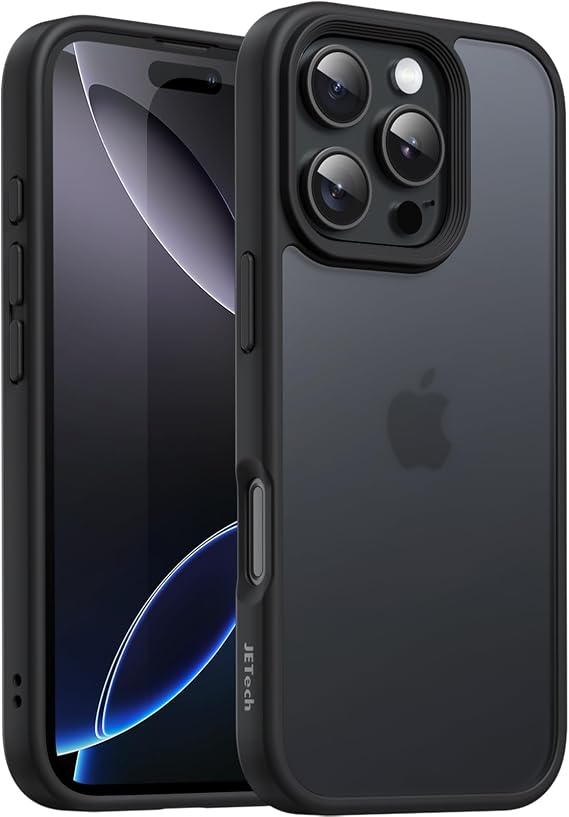 JETech Matte Case for iPhone 16 Pro Max, Black | Military-Grade Protection, Frosted Matte Back, Anti-Fingerprint Finish, Shockproof Design