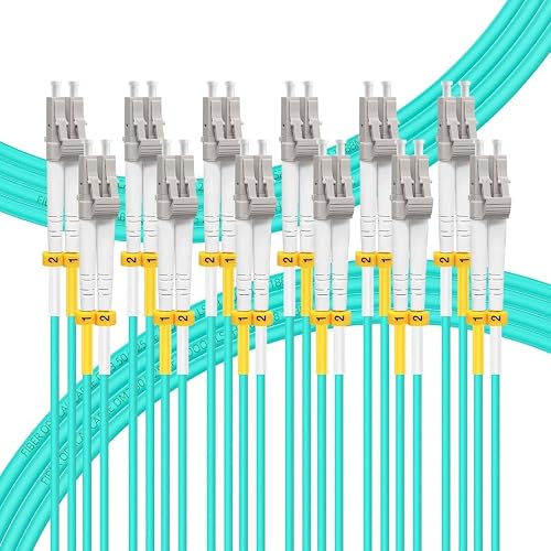 FLYPROFiber- 3M-6Pack OM4 LC to LC Fiber Patch Cable, MM Multimode Fiber Optic Cable, MMF Multi Mode Fiber Jumper Cord, 10Gb40Gb100Gb, Duplex, 50125um, LSZH, 3M10ft-6Pack