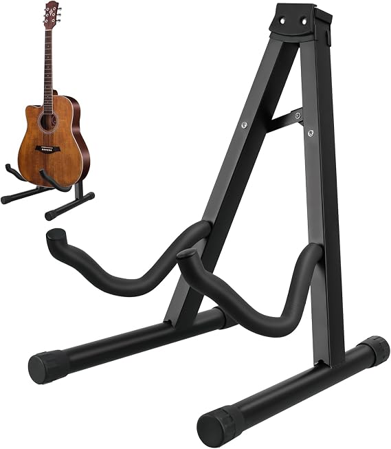 DkOvn 1 Pack Folding Guitar Stand, with Non-Slip Rubber and Foam Arms