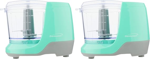 Brentwood MC-109BL Appliances 1.5-Cup Mini Food Chopper (Blue) (Pack of 2)