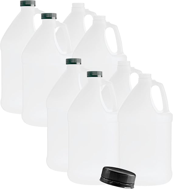 1-Gallon Empty Plastic Jugs (8 PACK) Reusable, Food-Safe, BPA Free | Heavy-Duty HDPE | With Black Tamper Evident Screw Caps