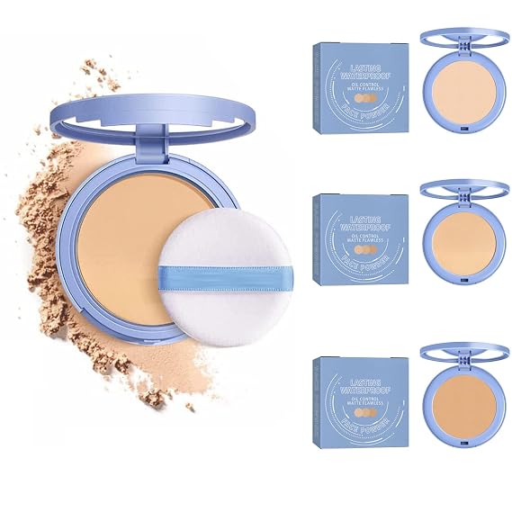 Oil Control Face Pressed Powder, Matte Smooth Setting Powder Makeup, Waterproof Long Lasting Finishing Powder, Flawless Lightweight Face Cosmetics, Cruelty-free (*02 Natural Beige)