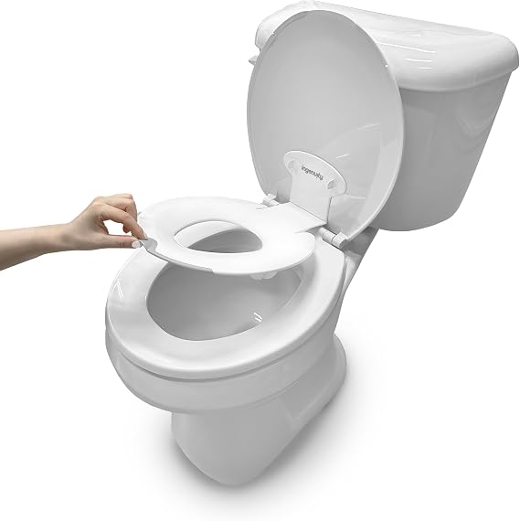 Ingenuity: ity by Ingenuity Flip & Sit Potty Seat (White) Easy to Set Up & Remove Potty Training Seat That Attaches to Adult Toilet Seat