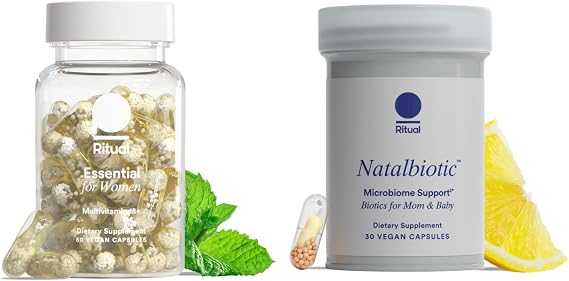 Ritual Women's 18+ Multivitamin and Prenatal Probiotics - Support Microbiome, Digestive, Vaginal and Baby's Immune Health - Support Heart, Bone, and Brain Health - Vegan - 30 Servings