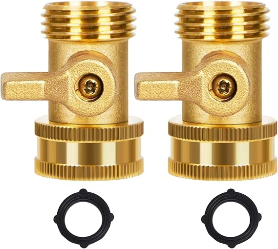 3/4 Inch Brass Shut Off Valves2 Packs | Solid Brass Garden Hose Valve Water Hose Shut Off Valves Heavy Duty
