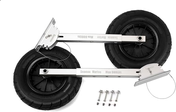 Deluxe 4 by 4 Boat Launching Dolly with 14" Wheels System, Commercial Grade Quality for Inflatable Boat and Aluminum Boat Max Loading 600Lb