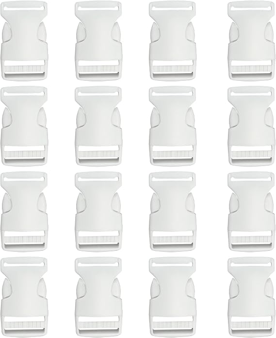 Marsrut 20 Pack of 1 Inch Quick Side Release Adjustable Plastic Buckles for Backpacks, Luggage Straps, Pet Collar Repairing - White Paracord Parachute Buckle Clips
