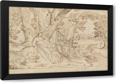 ArtDirect Nacktes Mädchen und alte Frau im Wald 1620 Custom Framed Art Print Giclee Print or Canvas Options with Various Sizes and Customization by Niklaus Bock