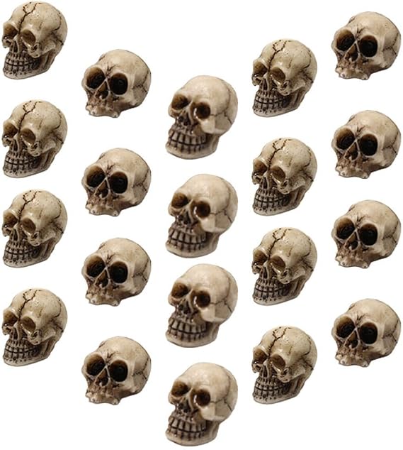 FOMIYES 20pcs Mini Resin Skull Heads Realistic Skull Head Models Halloween Miniature Skeleton Bone Prank Props for Halloween Treat or Trick Accessories