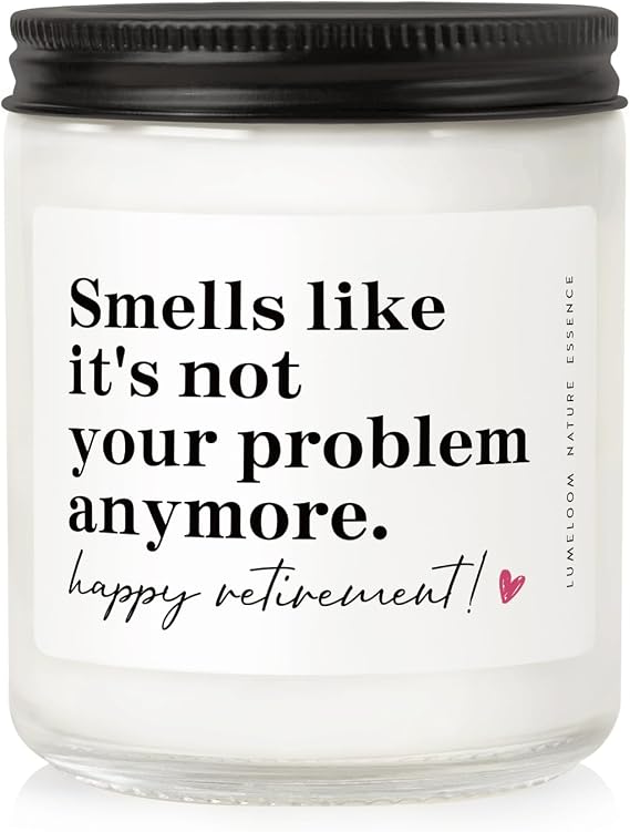 LUMELOOM Retirement Gift for Woman, Men - 9oz Lavender Scented Soy Wax Candle- Best 2026 Retired Gifts for Women, Men, Friends, Coworker, Teacher, Funny Retirement Candle Decoration