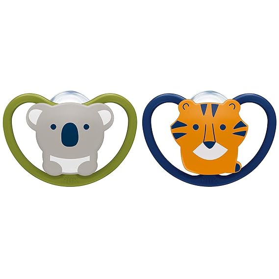 NUK Space Orthodontic Pacifiers, 6-18 Months, 2 Pack (Color/design may vary)