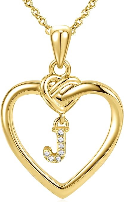 Heart Initial Necklaces for Women Girls Kids, Dainty 18K Gold Plated Heart Initial Necklace Teen Girl Gifts Trendy Stuff Cute Letter Pendant Necklace Birthday Gifts for Women Girls Gold Jewelry