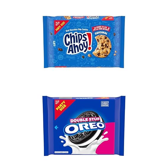 CHIPS AHOY! Original Chocolate Chip Cookies and OREO Double Stuf Chocolate Sandwich Cookies Variety Pack, Party Size, 2 Packs