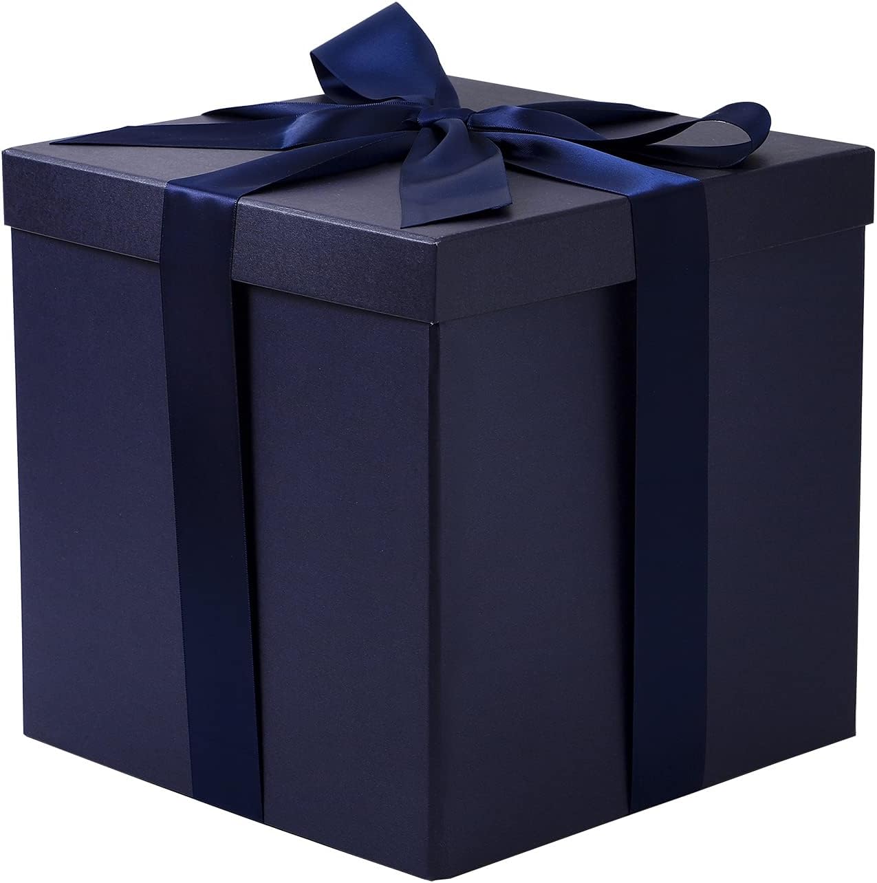 RUSPEPA Medium Birthday Gift Box with Lids, Ribbon and Tissue Paper, Collapsible Gift Box - 1 Pcs, 23 x 23 x 23 cm, Navy Blue