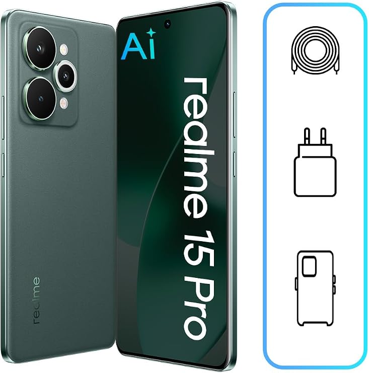 realme 15 Pro 5G Smartphone (12GB RAM, 256GB Storage) | 6.8" 144Hz OLED Display | Snapdragon 7 Gen 4 | 50MP OIS Camera | 7000mAh | 80W Fast Charging | Android 15 | 12m (Velvet Green)