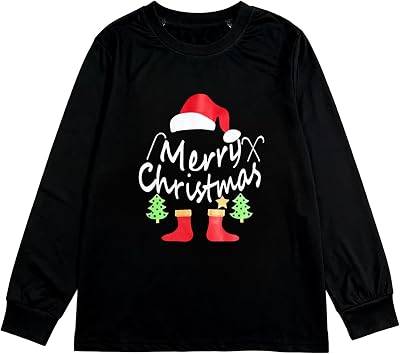 Merry Christmas Shirts Kids Christmas Tree Graphic Long Sleeve Shirt Boys Girls Toddler Holiday Tees Top