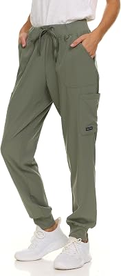 Nautica Scrub Pants for Women, Breathable Drawstring Jogger Scrubs for Women, 5 Pocket Stretch Soft Scrub Bottoms for Woman