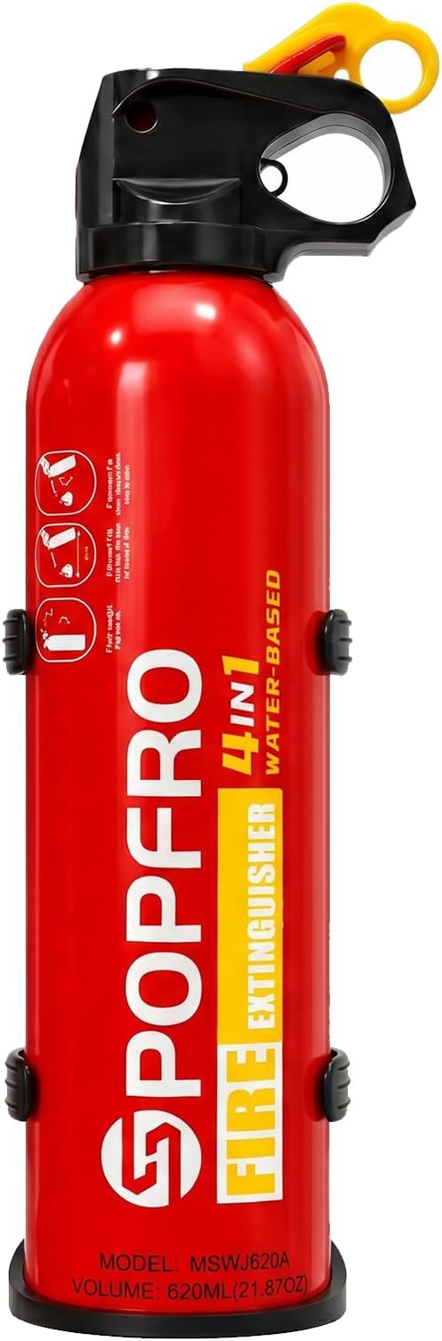 Portable Fire Extinguisher | 4-in-1 Small Fire Extinguisher for Home, Garage, Kitchen, Car | For Electric, Textile and Grease Fires | Non-Toxic, Easy Clean | Wall Mount Incl (1 pack)