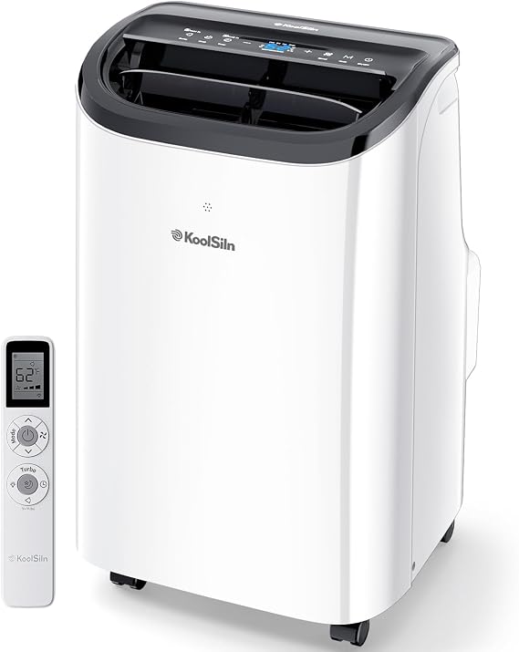12,000 BTU Portable Air Conditioner Cools Up to 550 Sq.Ft, Auto-Evaporation Low Noise Portable AC Unit with Remote Control Fits for Large Room, Office, Garage, Bright White