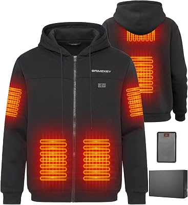 Heated Hoodie for Men Women with Fleece Lining Fsat Charge 20000mAh Battery Zip Heated Sweatshirt Electric Hoodie