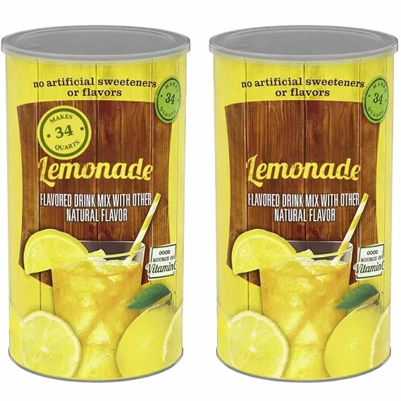 Powdered Lemonade Drink Mix 82oz (2 Pack), Lemonade Mix with Real Sugar, No Artificial Flavors, Gluten & Caffeine Free, Bulk Lemonade Powder Gift set for Pitchers, Juice Drink Mix