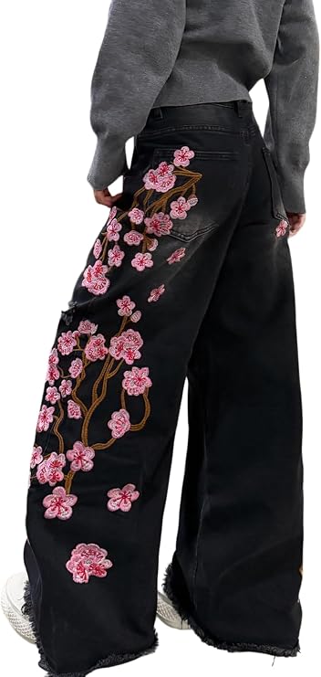 Womens Baggy Jeans Wide Leg Pants Denim
