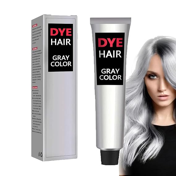Silver Gray Natural Hair Dye Cream, Silver Gray Hair Dye, Fashion Permanent Hair Dye Light Gray Silver Color Cream, Silver Hair Dye, Silver Gray Hair Dye Cream for All Hair Types (1 Pc, large)