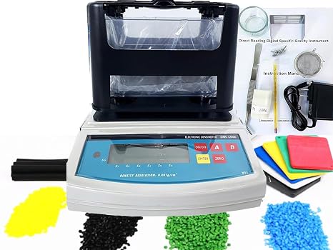 High-Precision Densimeter Solid Density Meter Tester Densitometer with RS-232 Maximum Weight 1200g Density Resolution 0.001g/cm3 Weight Range 0.01 to 1200g ASTM ISO Standard for Rubber