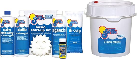 In The Swim Opening Kit and Chlorine Bundle - Small Pools | Includes: 5 Pounds 3-Inch Chlorine Tablets and 7,500 Gallon Opening Kit for Above Ground Pools