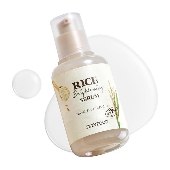 SKINFOOD Rice Serum, 48 Hours Fermented Rice Water Skincare Korean Serum for Face, Korean Rice Skincare for Natural Glow Glass Skin, Pore Minimizer, Rice Water Bright, 55ml/1.86fl.oz.