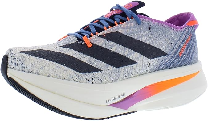 ADIDAS Adizero Prime X Strung Running Shoe - Lightweight and Flexible with Seamless Cocoon Fit, Energy-Efficient Design, Solar Red/Black/Blue Dawn
