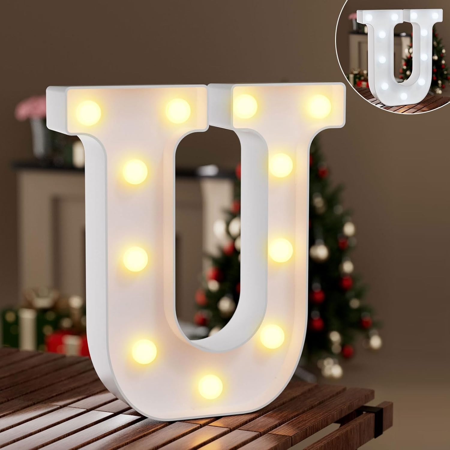 Ledido LED Light Up Marquee Letters Sign - Cool & Warm Light up Letters for Birthday Decorations, LED Letter Lights for Proposal Wedding Grad Bar Home Bedroom Table Wall Party Decor, Letter U